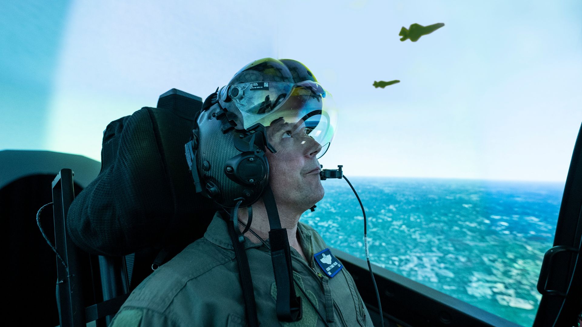 F-35 Pilot in a simulator