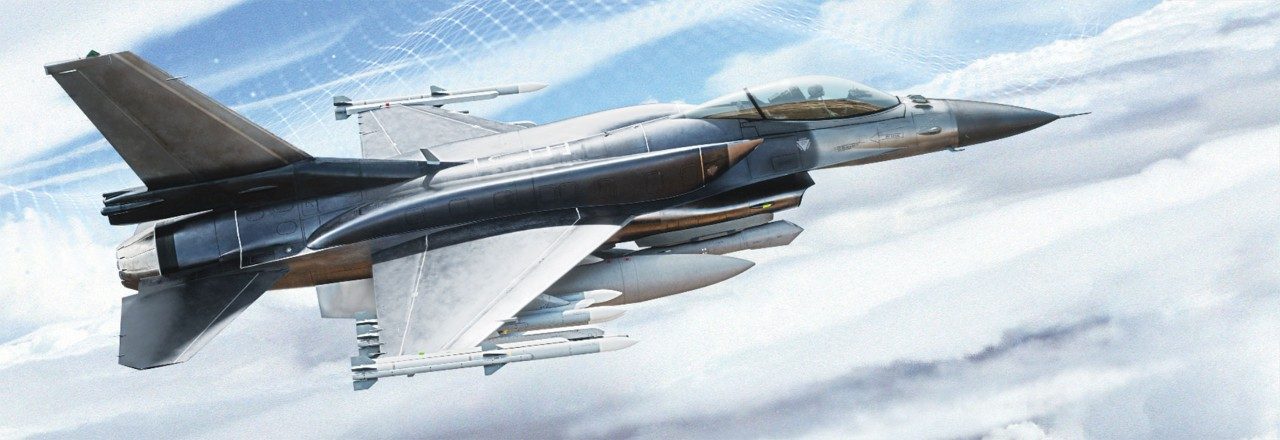 F-16 sideview in the sky